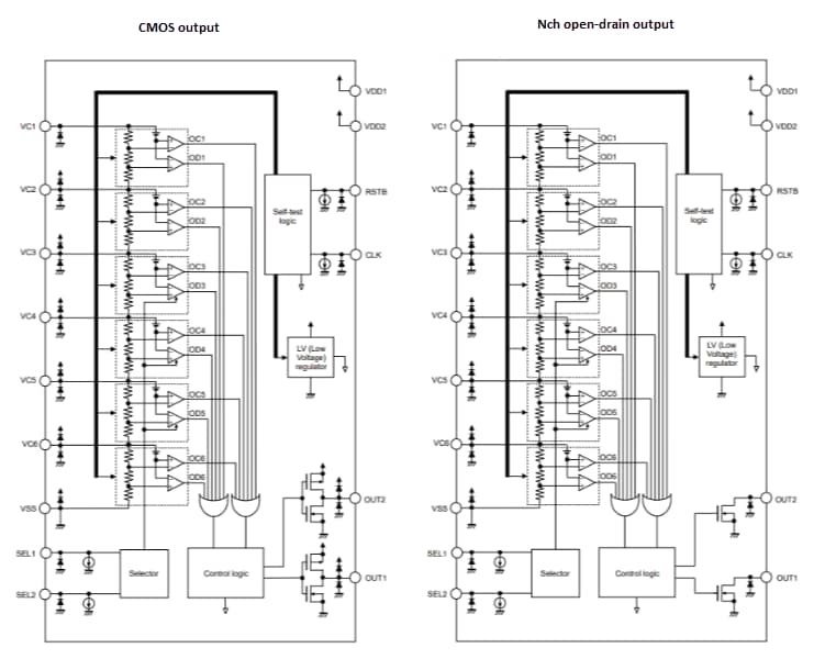 Block Diagram - ABLIC S-19192 Battery Monitoring ICs